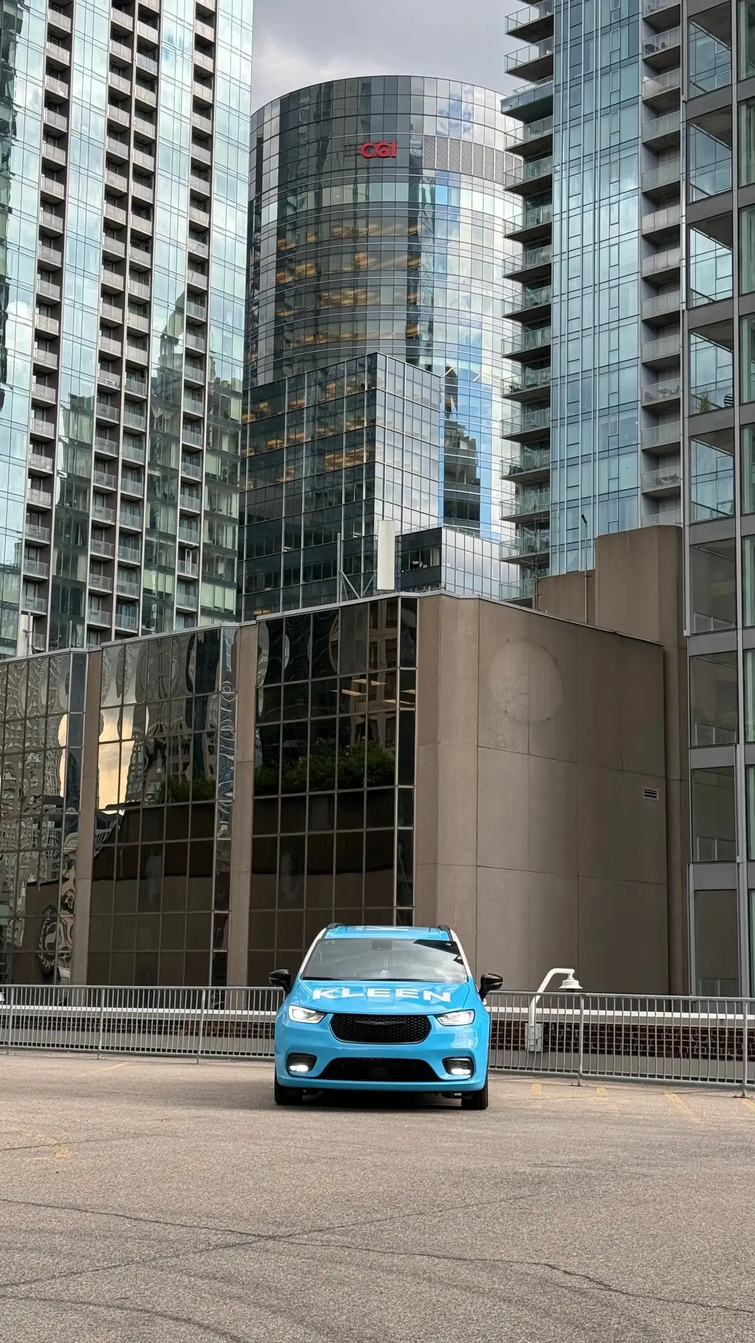 KLEEN vehicle in the centre of an urban plaza